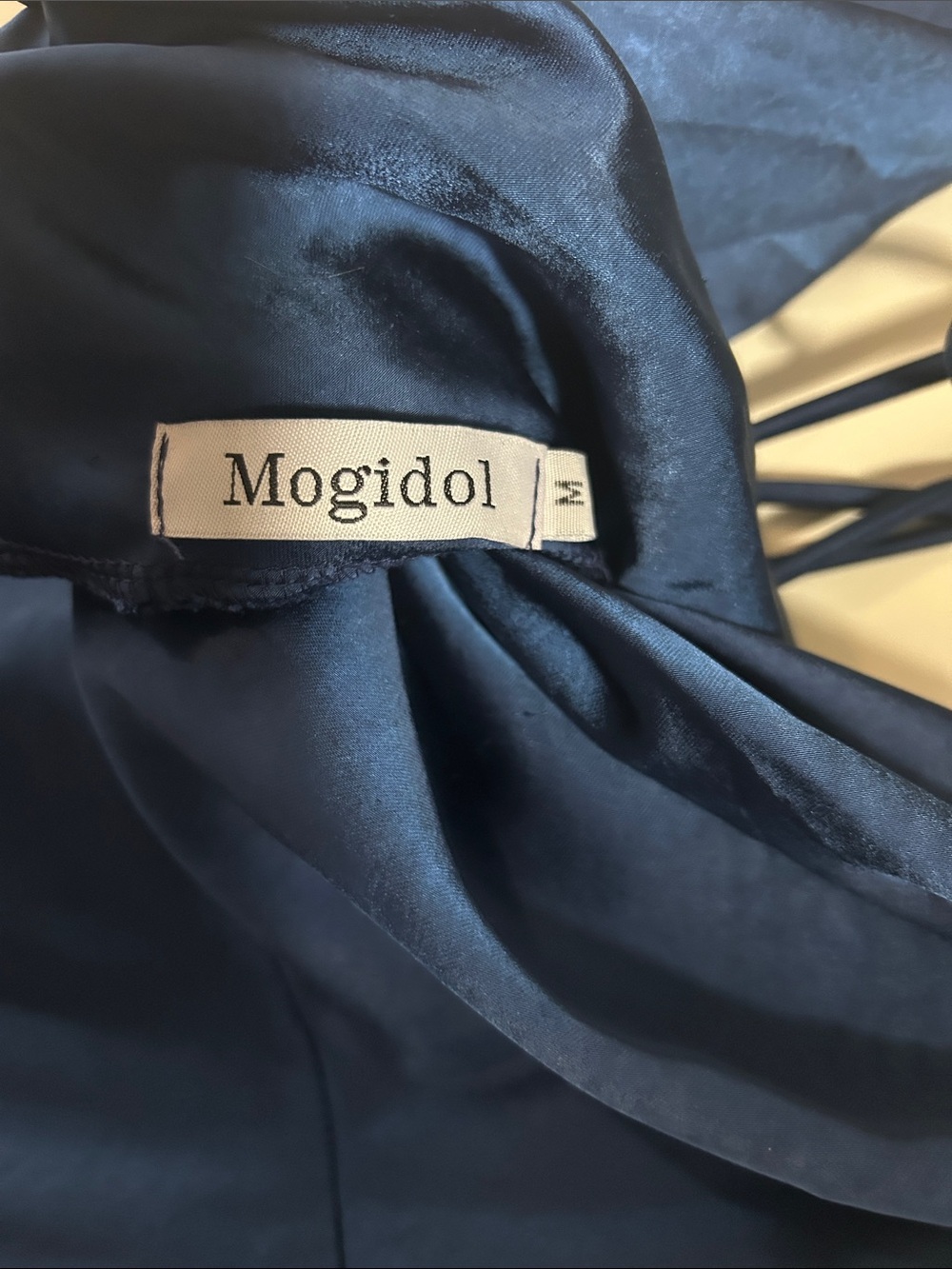 Satin Cowl Neck Slip Dress - Navy Blue - Picture 9 of 9